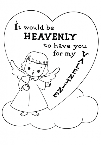 It Would Be Heavenly to Have You for My Valentine coloring page image