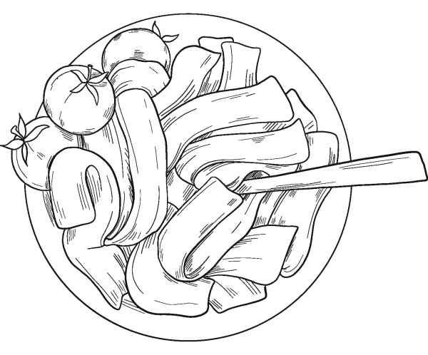 Italian Food – Pasta coloring page image