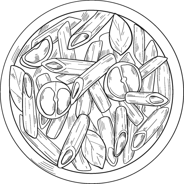 Italian Food – Pasta coloring page image