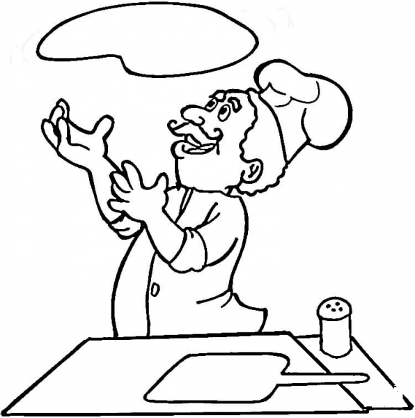 Italian is cooking pizza  coloring page image