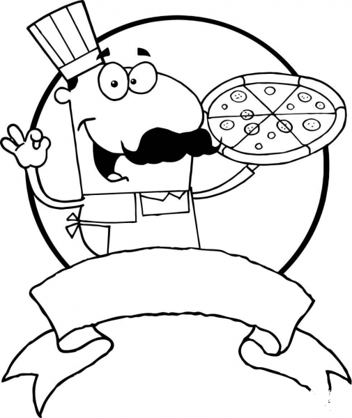Italian Pizza Chef coloring page image