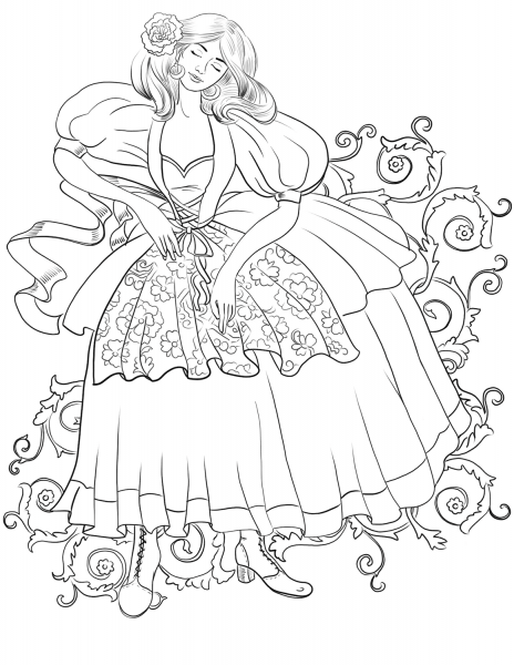 Italian Woman Dancing coloring page image