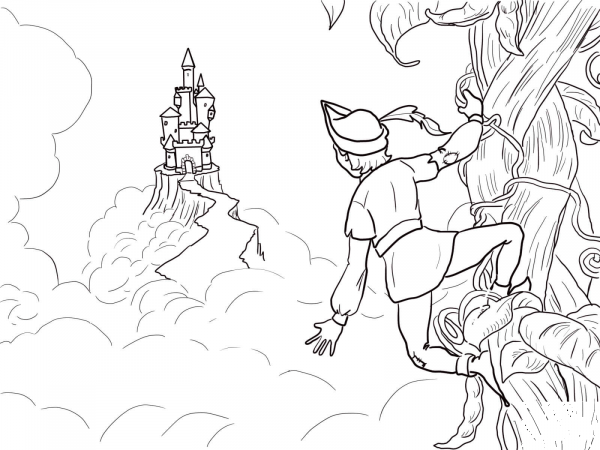 Jack and the Beanstalk Castle coloring page image