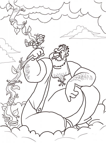 Jack and the Beanstalk Giant coloring page image