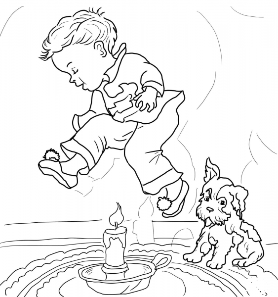 Jack be Nimble coloring page image