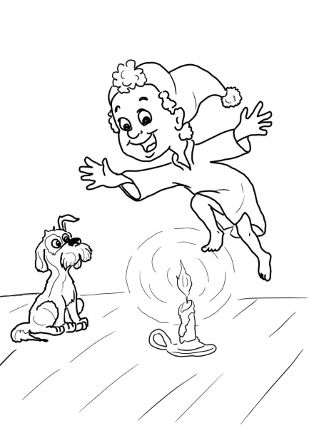 Jack be Nimble Nursery Rhyme coloring page image