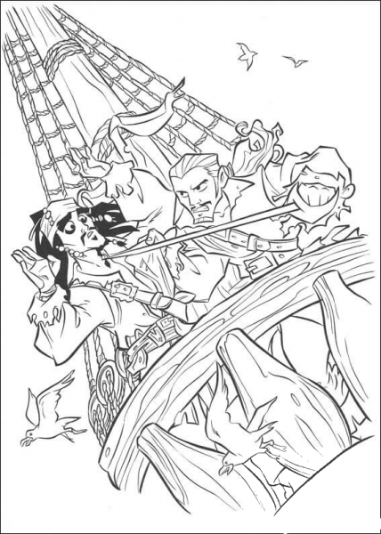 Jack Captured By Another Pirates  coloring page image