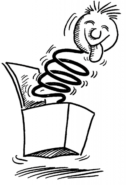 Jack-in-the-box toy coloring page image