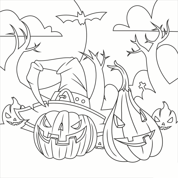 Jack-o’-lantern coloring page image