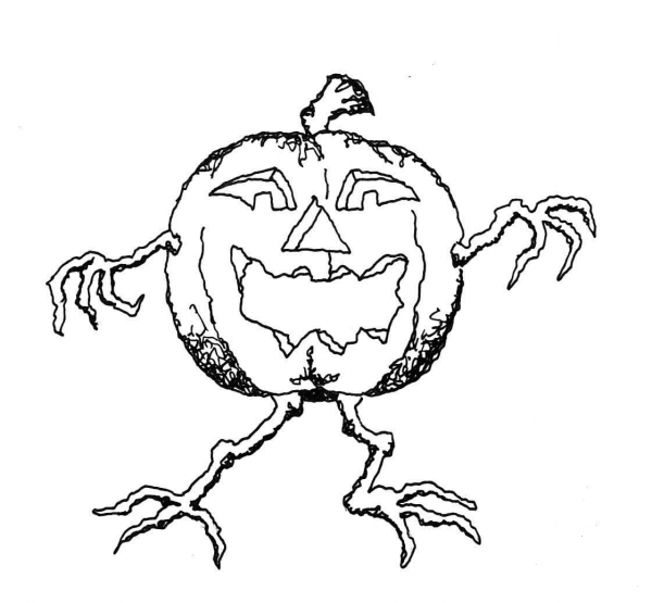 Jack-O’-Lantern On Legs  coloring page image