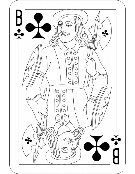 Jack of Clubs Charlemagne Satin Deck coloring page image
