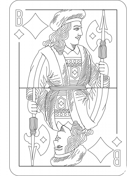 Jack of Diamonds Charlemagne Satin Deck coloring page image