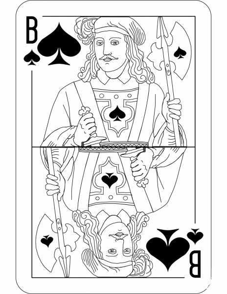 Jack of Spades Charlemagne Satin Deck coloring page image