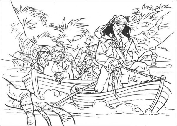 Jack on a boat coloring page image