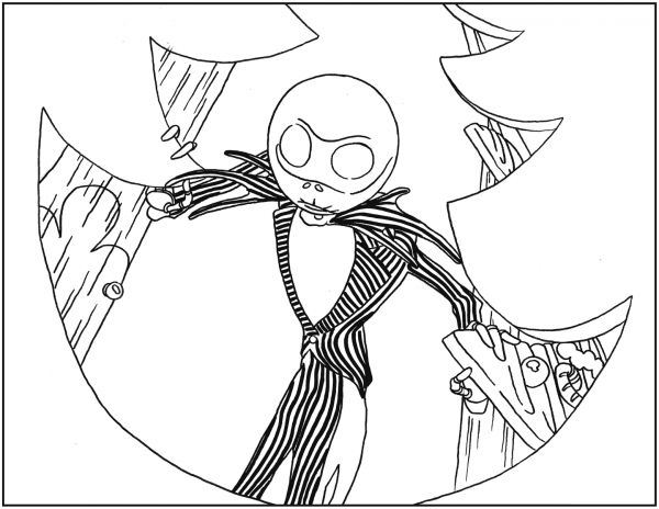 Jack Skellington from Nightmare Before Christmas coloring page image