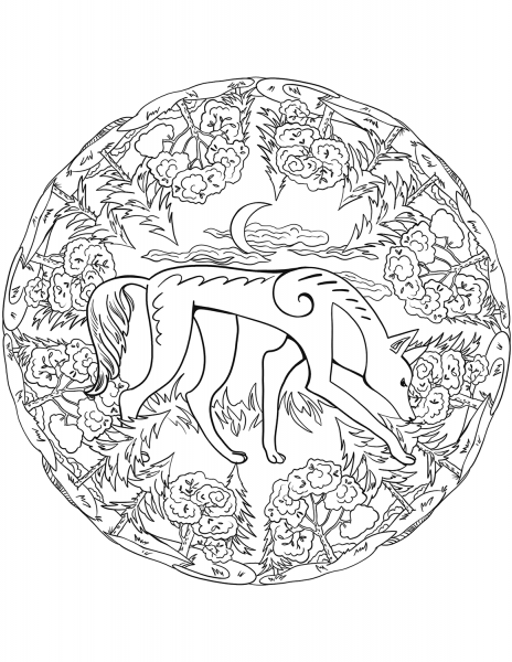 Jackal Mandala coloring page image