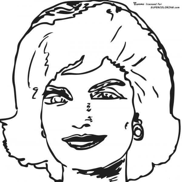 Jackie Kennedy Onassis By Andy Warhol  coloring page image