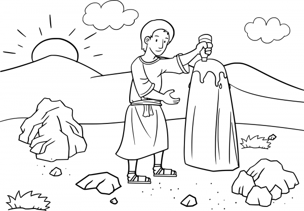 Jacob Anoints the Baetylus Stone with Oil coloring page image