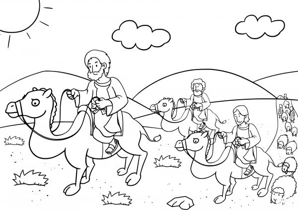 Jacob Returns to Bethel coloring page image