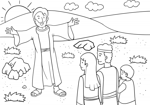 Jacob Shares the News with His Household coloring page image