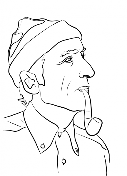 Jacques Cousteau coloring page image