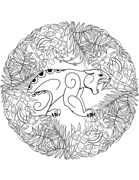 Jaguar Mandala coloring page image
