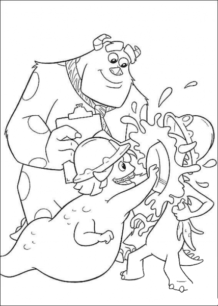 James Sulley Sullivan Plays With His Friends  coloring page image