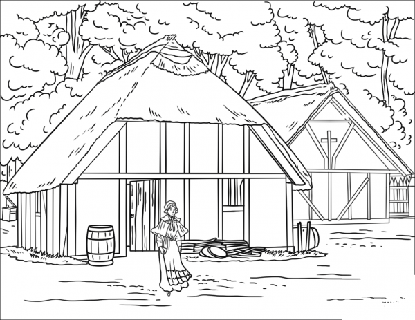 Jamestown Settlement coloring page image