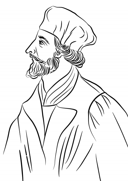Jan Hus coloring page image