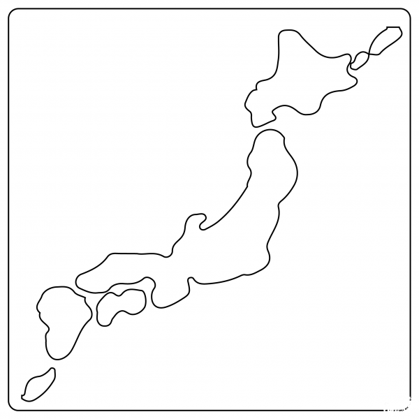 Japan Silhouette Map Emoji coloring page image