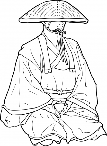 Japanese Buddhist Monk coloring page image