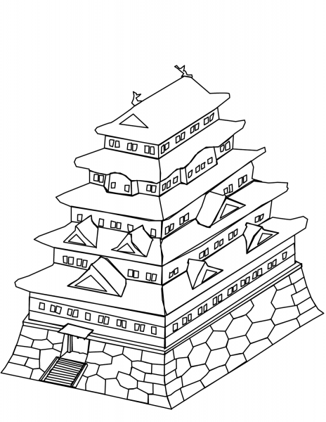 Japanese Castle coloring page image