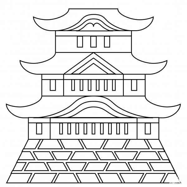 Japanese Castle coloring page image