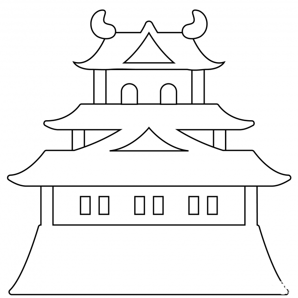 Japanese Castle Emoji coloring page image