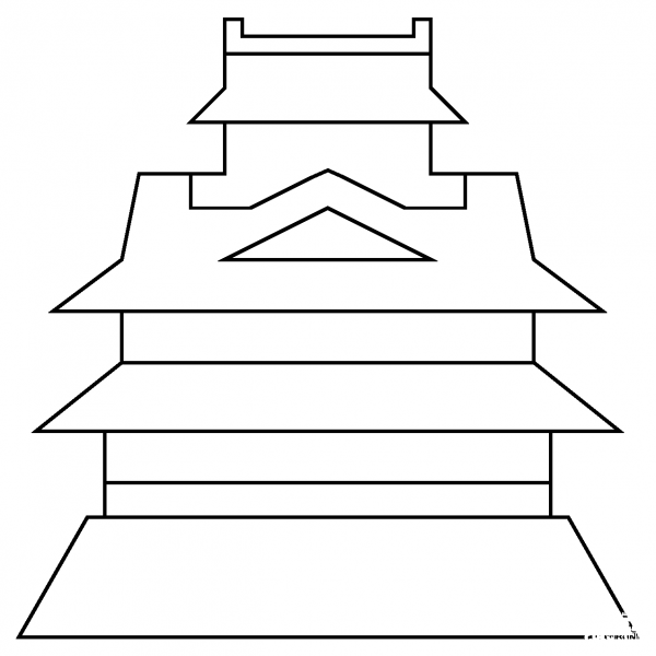 Japanese Castle Emoji coloring page image