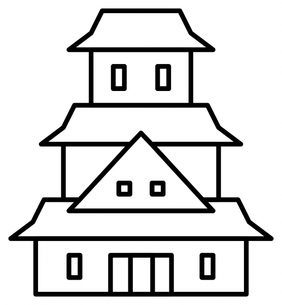 Japanese Castle Emoji coloring page image