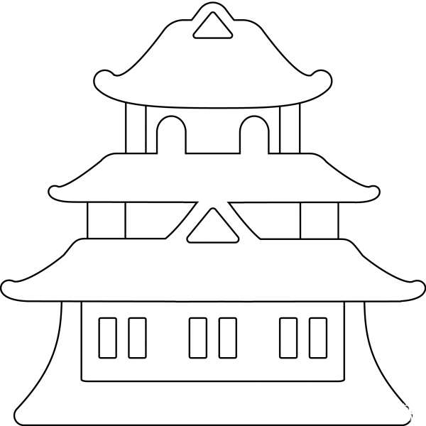 Japanese Castle Emoji coloring page image