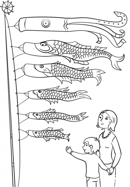 Japanese Children’s Day coloring page image