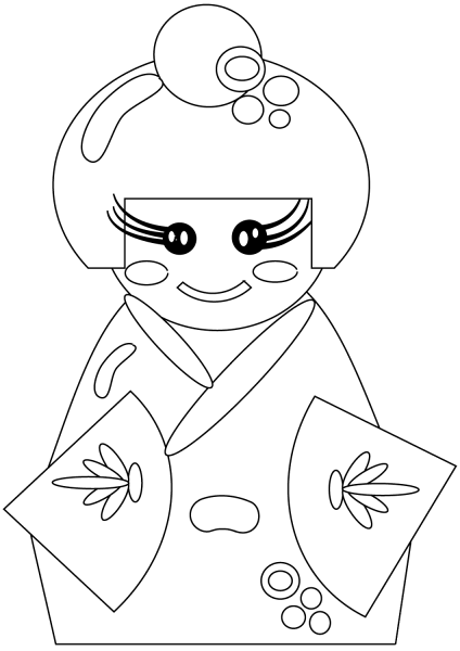 Japanese Doll coloring page image