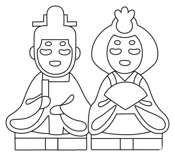 Japanese Dolls Emoji coloring page image