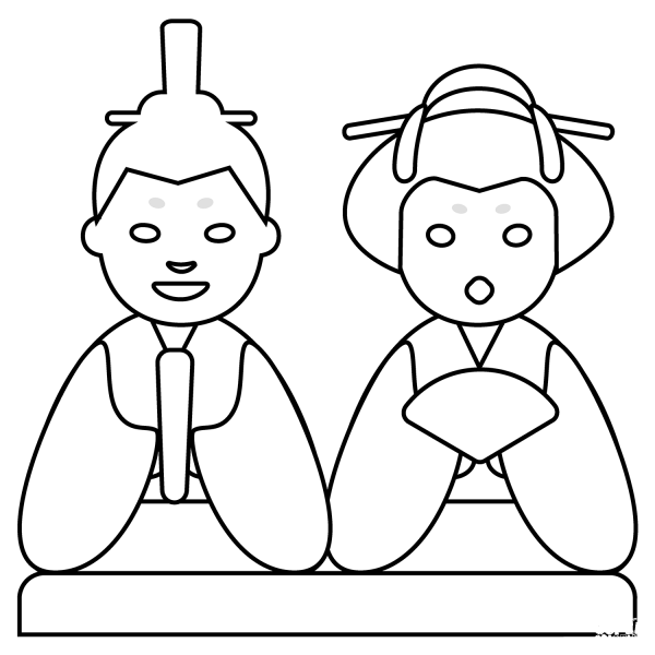 Japanese Dolls Emoji coloring page image