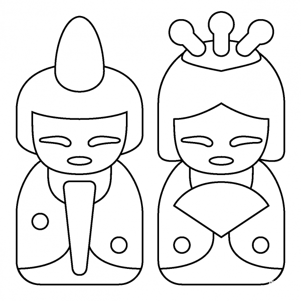 Japanese Dolls Emoji coloring page image