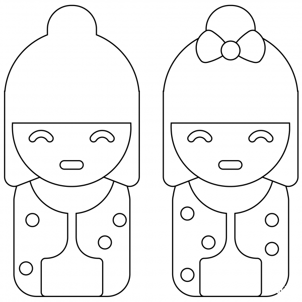 Japanese Dolls Emoji coloring page image