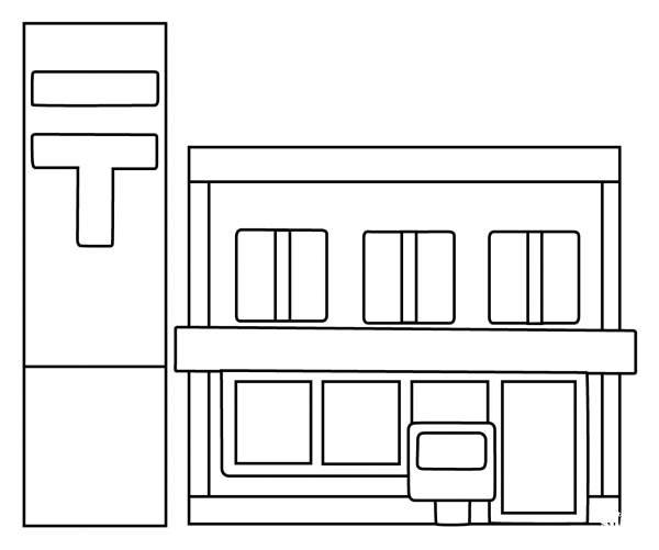 Japanese Post Office Emoji coloring page image