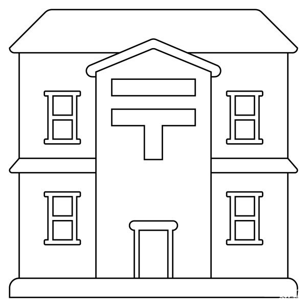 Japanese Post Office Emoji coloring page image