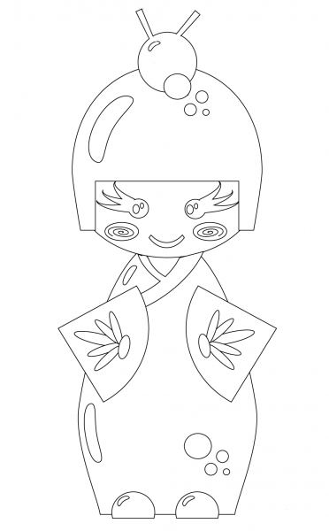 Japanese Traditional Doll coloring page image