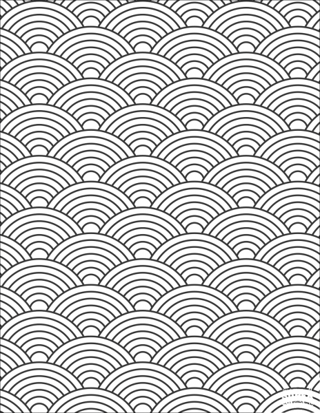 Japanese Wave Pattern coloring page image