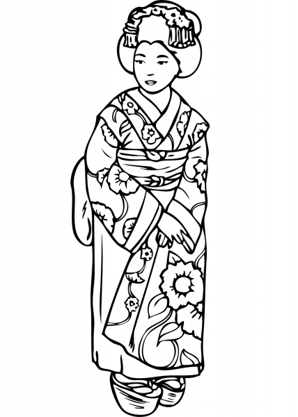 Japanese Woman coloring page image