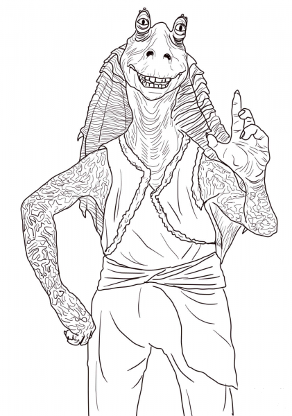 Jar Jar Binks coloring page image