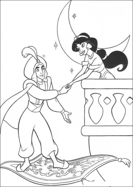 Jasmine And Aladdin  coloring page image